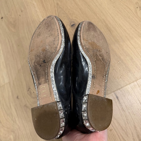 Miu Miu Black Patent Leather Flats with Crystal Heel - Picture 6 of 8